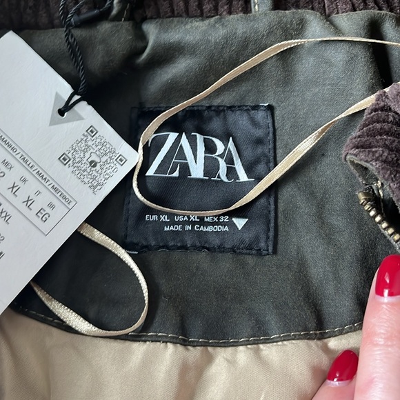 Zara Corduroy Collar Wax Jacket - Picture 7 of 10